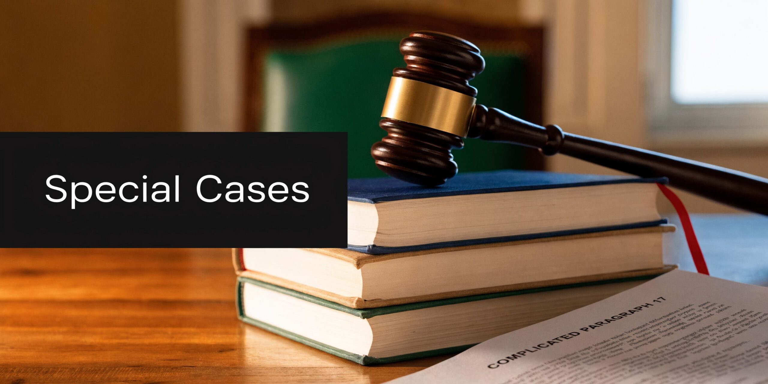 A wooden gavel resting on top of a stack of law books with legal document text nearby.