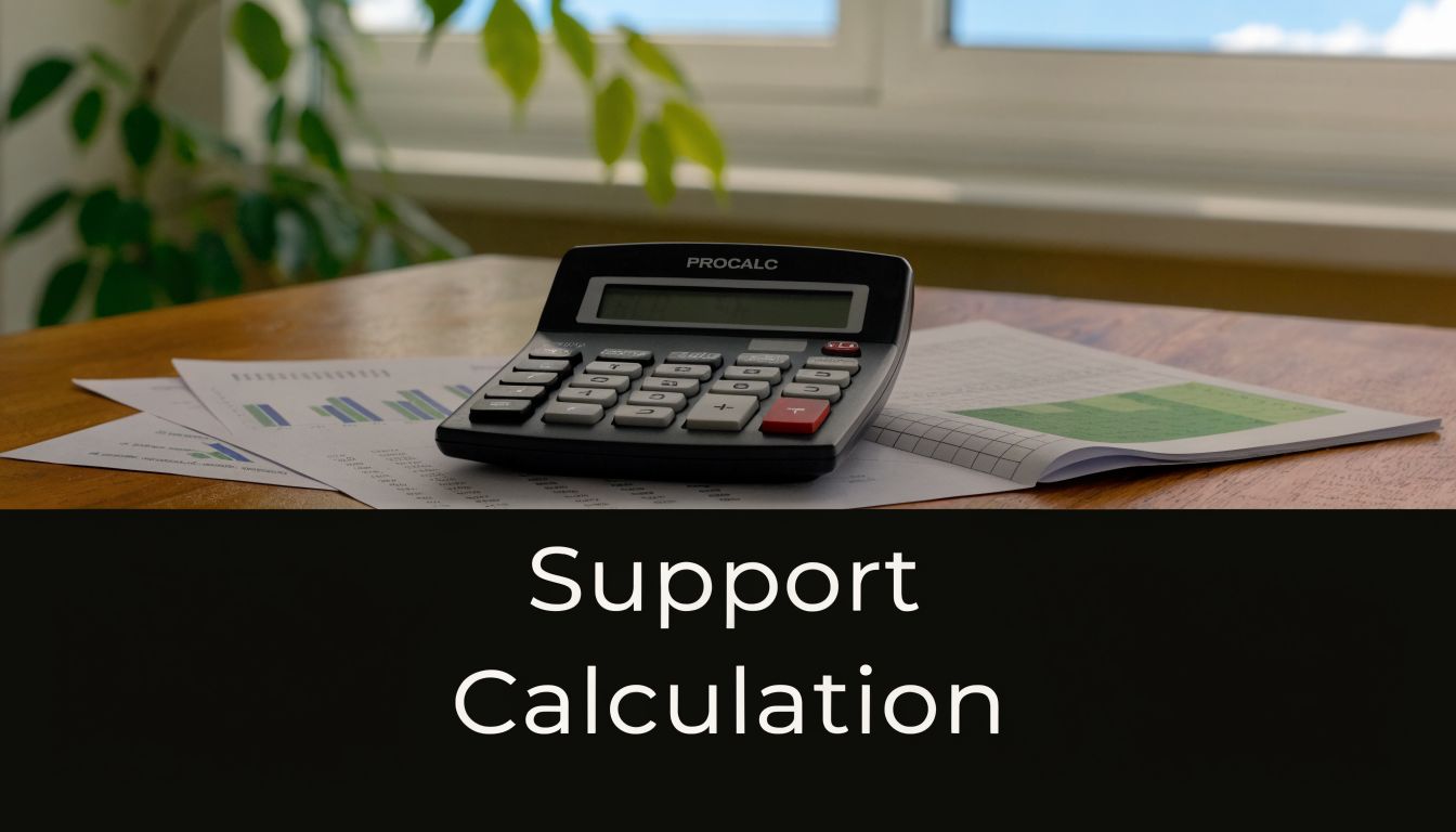 A black calculator rests on paperwork featuring financial charts on a wooden desk near a window.